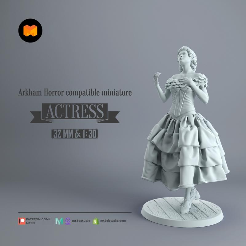 阿卡姆恐怖系列角色3D打印模型|Actress – Arkham Horror compatible – 3D Print Model STL