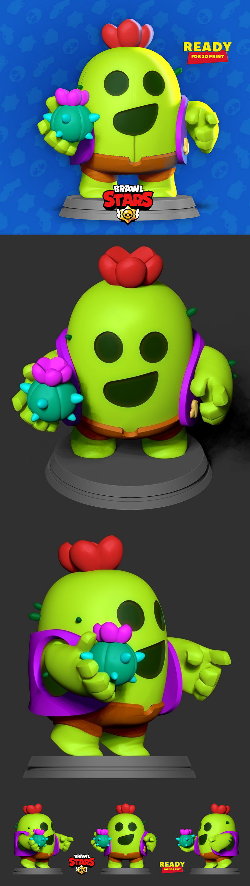 Spike 3D打印模型 cosplay角色造型|Spike – Brawl Stars Fanart – 3D Print Model