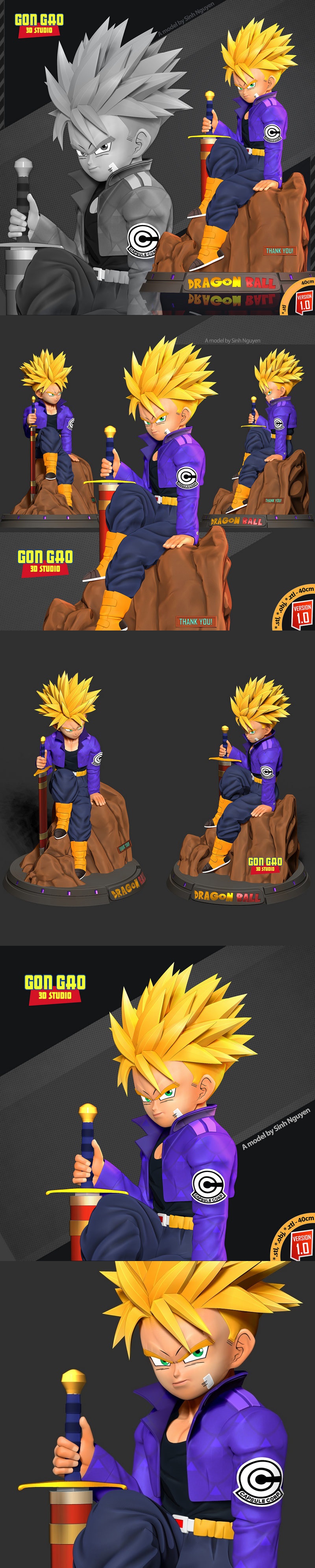 龙珠青年特卢克 3D打印模型|Young Trunks – Dragon Ball Fanart – 3D Print Model