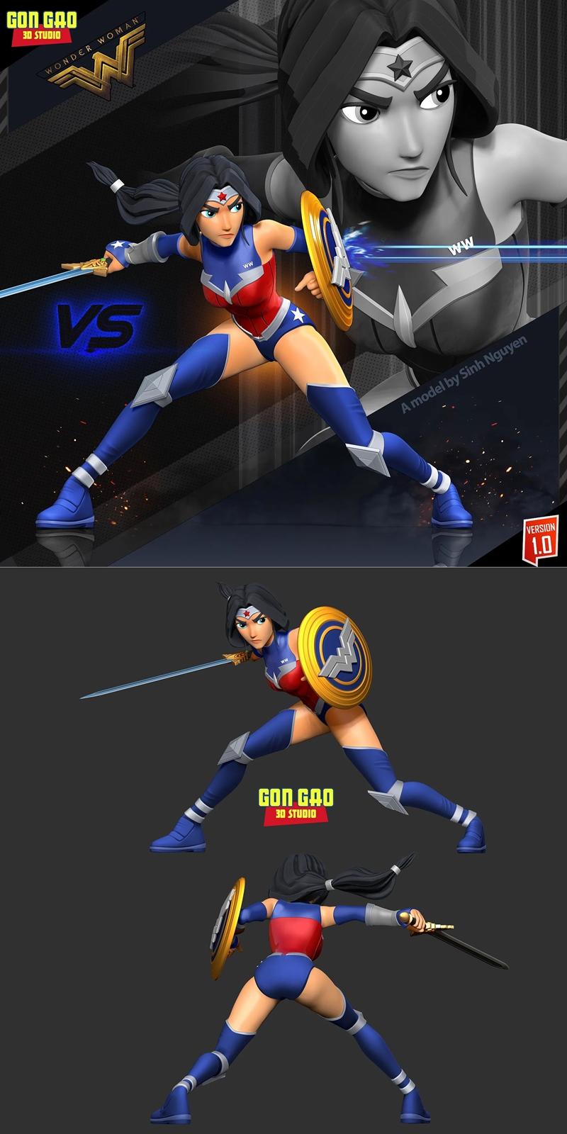 女超人 3D打印模型|Wonder Woman – 3D Print Model STL