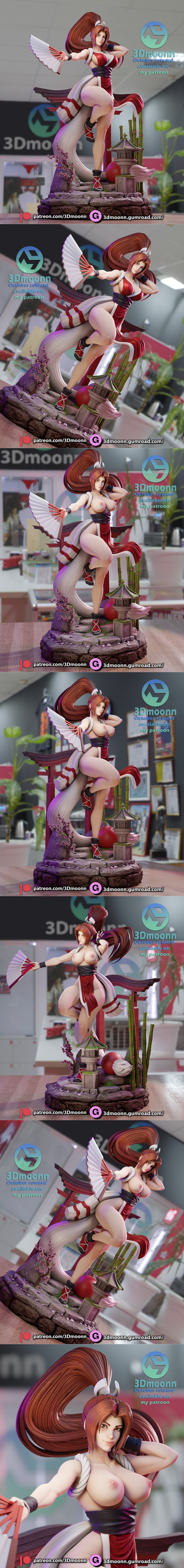 3D打印模型：拳皇Mai Shiranui|3Dmoonn – Mai Shiranui – The King of Fighters – 3D Print Model STL