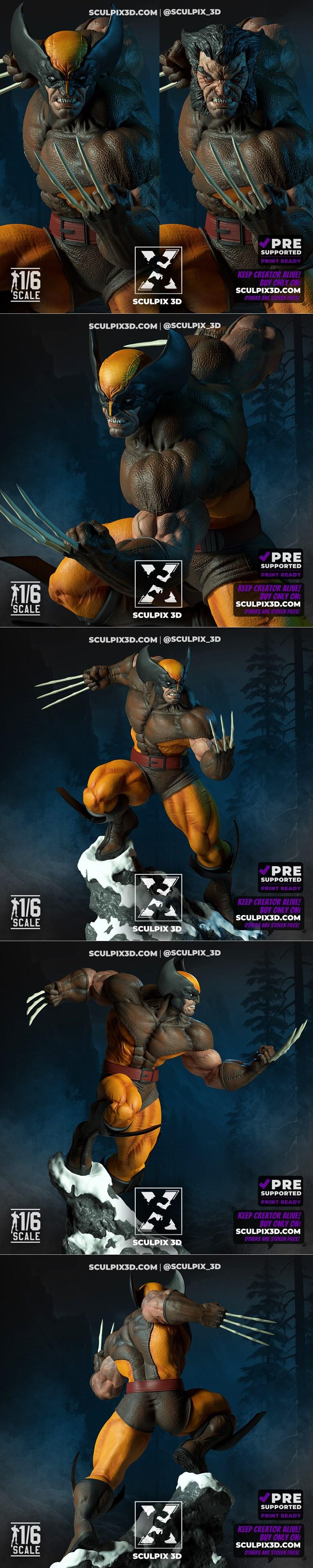 Sculpix - 灰影狼 - 3D打印模型|Sculpix – Wolverine – 3D Print Model STL