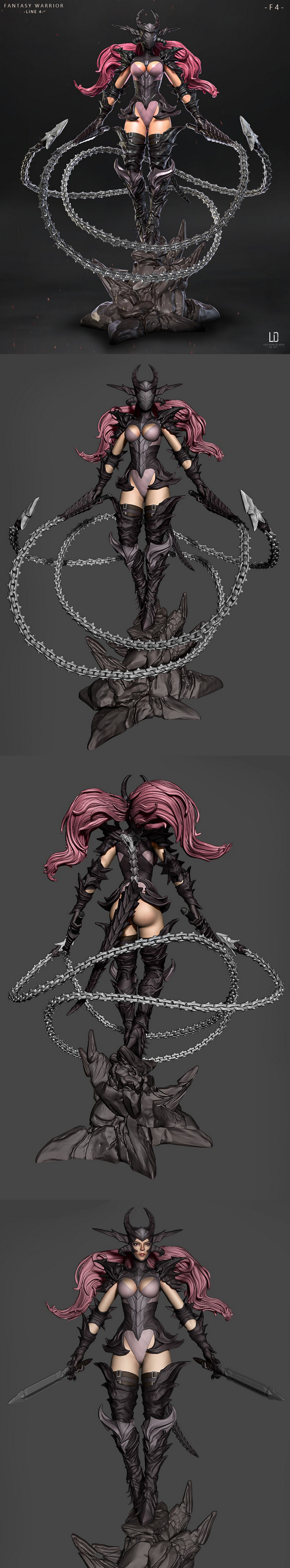 幻想战士 - 第4款 - F.4 - 3D打印模型|Fantasy Warrior – Line 4 – F.4 – 3D Print Model