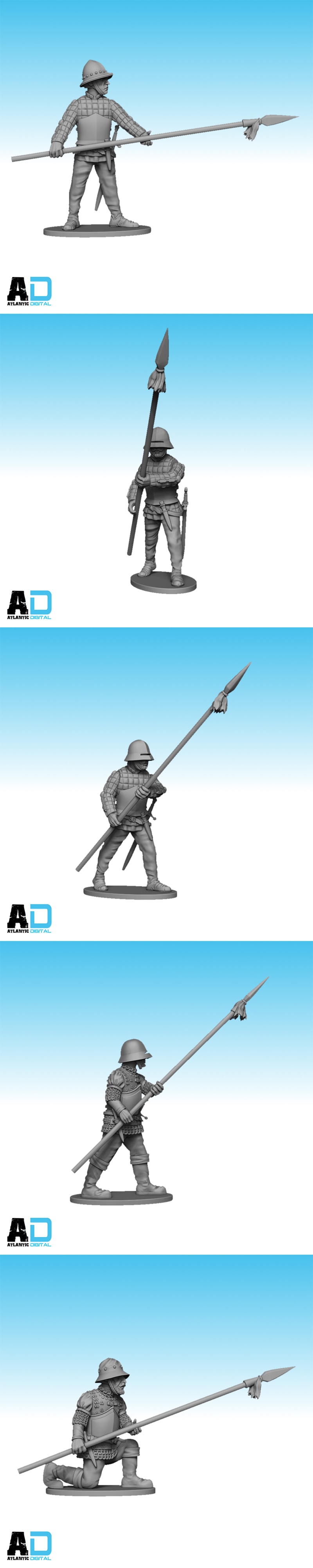 勃艮第步兵——3D打印模型|Burgundian Pikemen – 3D Print Model STL