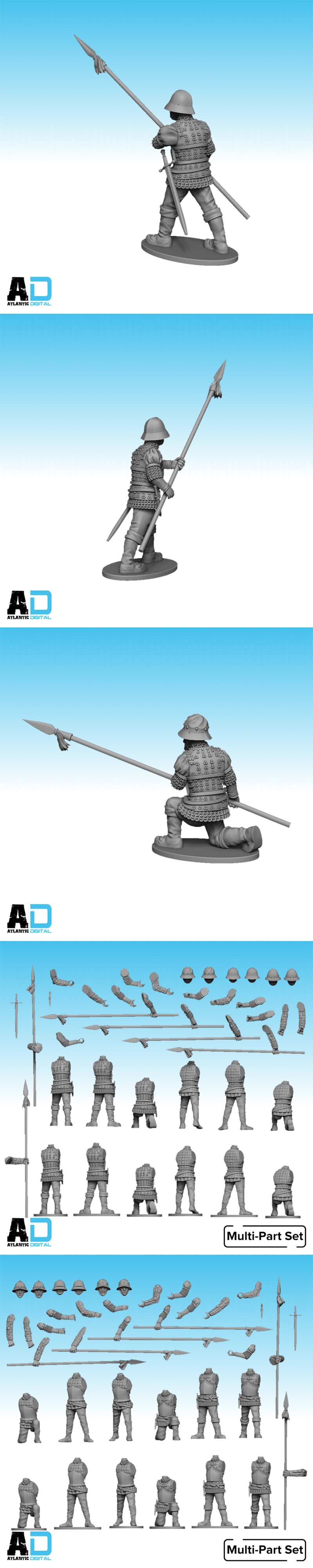 勃艮第步兵——3D打印模型|Burgundian Pikemen – 3D Print Model STL