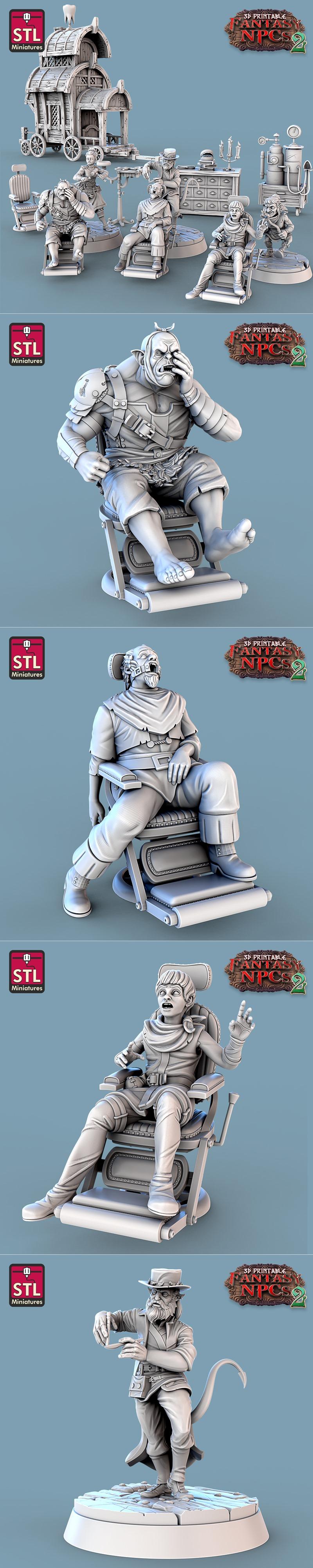 幻想角色设定2 - 牙医模型 3D打印雕塑|STL Miniatures – Fantasy NPCs 2 – Dentist Set – 3D Print Model STL