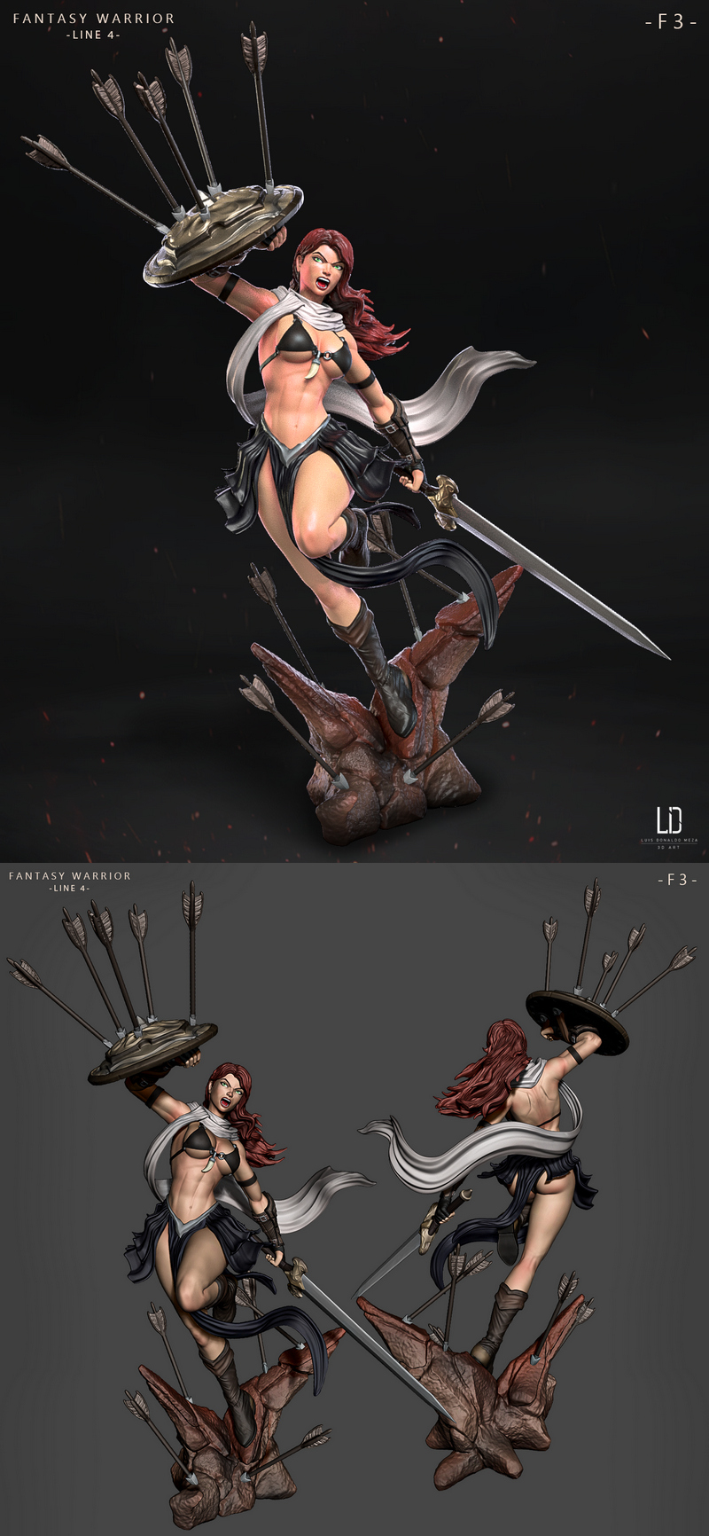 奇幻战士——线4——F.3——3D打印模型|Fantasy Warrior – Line 4 – F.3 – 3D Print Model
