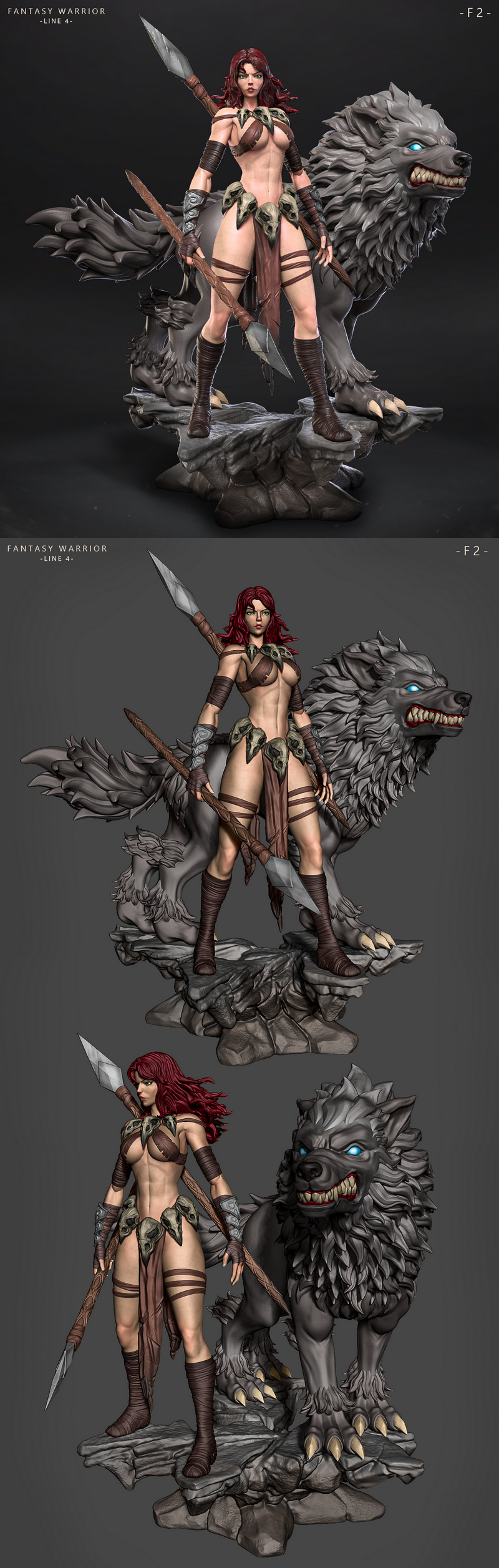 幻想战士系列 - 第4作 - F.2 - 3D打印模型|Fantasy Warrior – Line 4 – F.2 – 3D Print Model