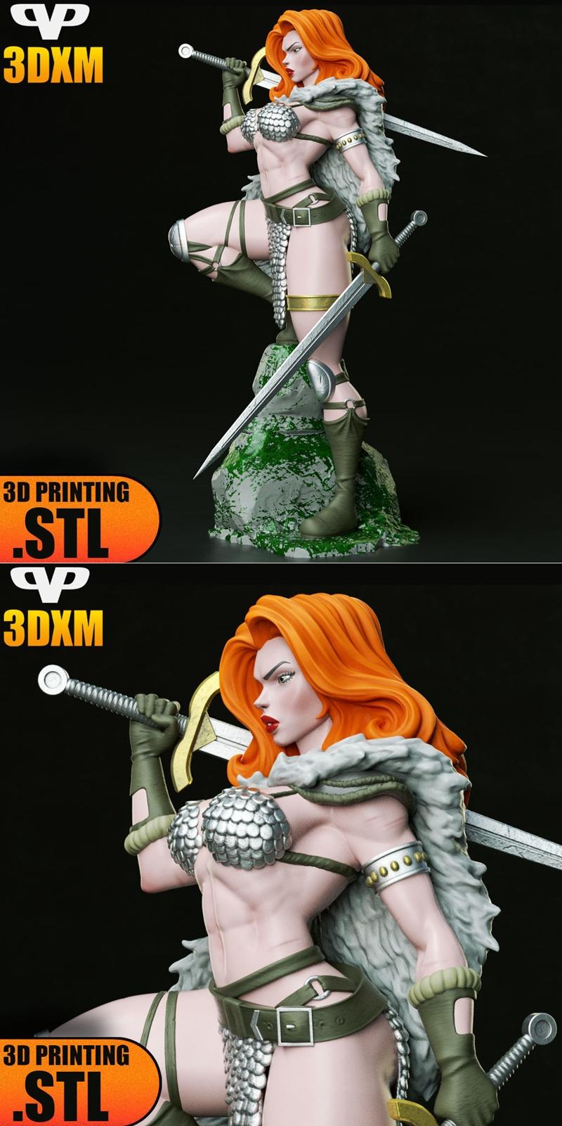 3DXM - 红Sonja - 3D打印模型|3DXM – Red Sonja – 3D Print Model STL
