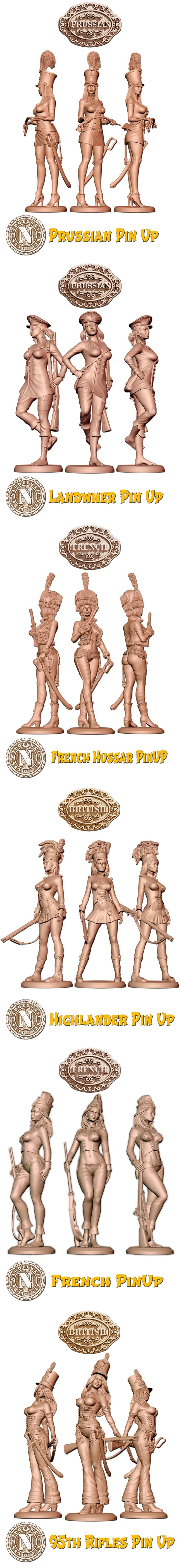 拿破仑主题3D打印模型|Napoleonic Pin Ups – 3D Print Model STL