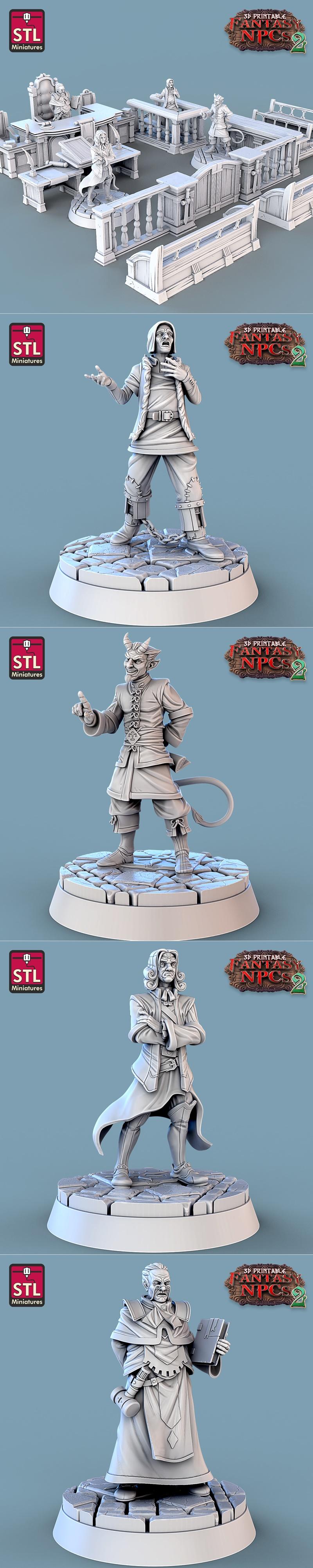 幻想NPC套装： magistrate 3D打印模型|STL Miniatures – Fantasy NPCs 2 – Magistrate Set – 3D Print Model STL