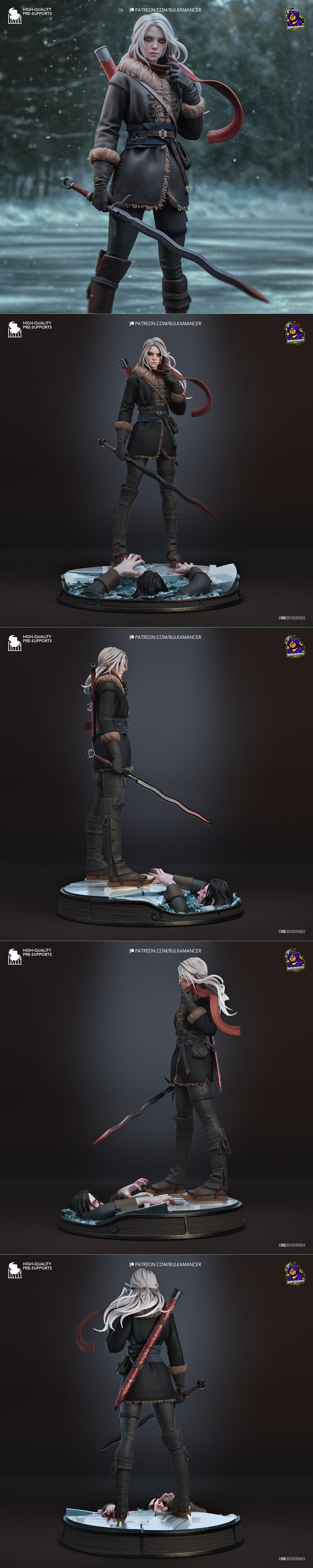 3D打印模型：《巫师》角色希里雕塑|Bulkamancer Sculpts – Ciri – The Witcher – 3D Print Model STL