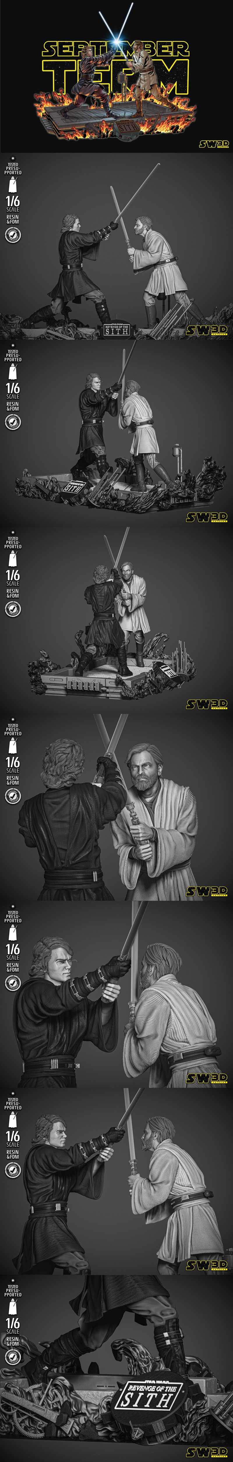 SW3D-绝地武士与西斯之子3D打印模型|SW3D – ObiWan Kenobi and Anakin Skywalker Diorama – 3D Print Model