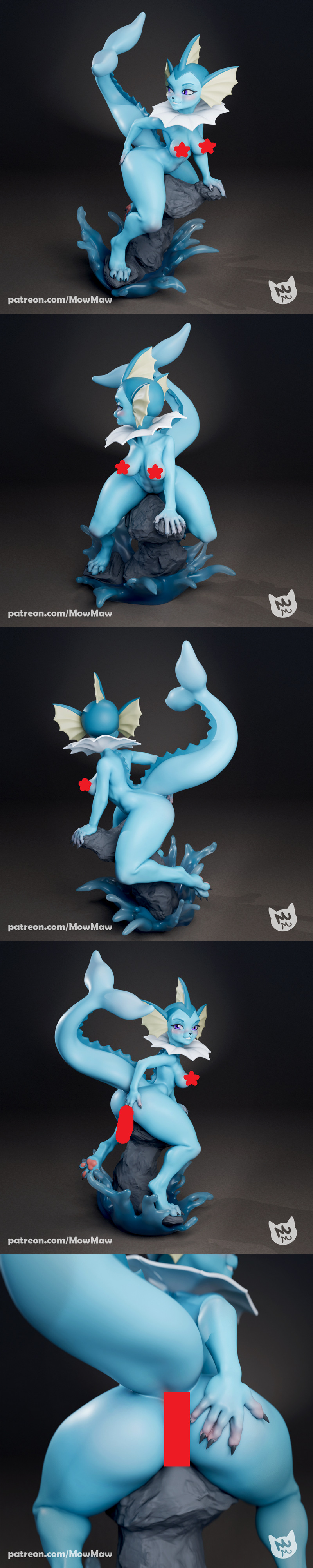 Mow Maw 3D打印模型：Vaporeon|Mow Maw Sculpts – Vaporeon – 3D Print Model