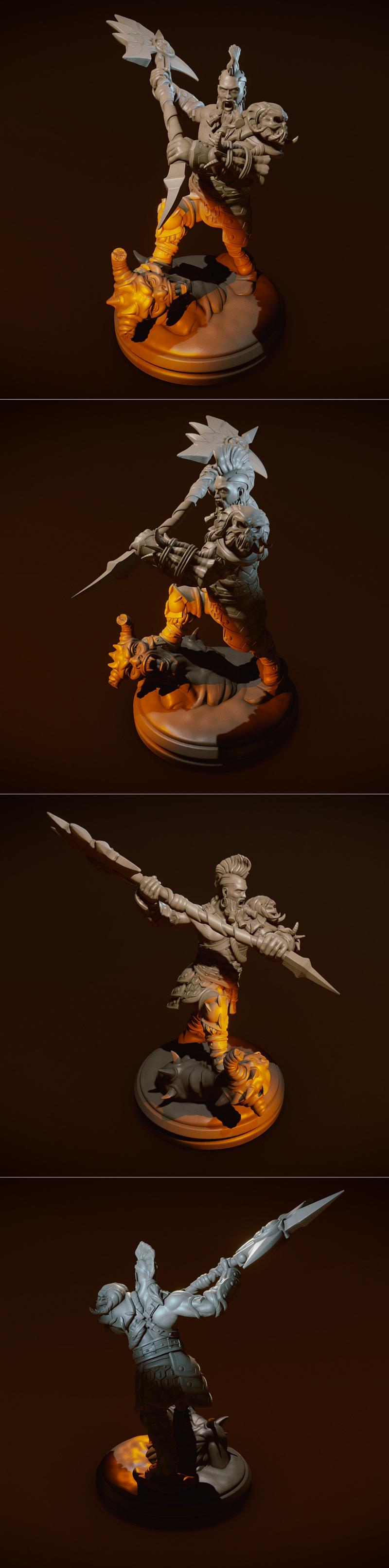 barbarian 3D打印迷你玩偶模型|Barbarian – Miniature figure – 3D Print Model STL