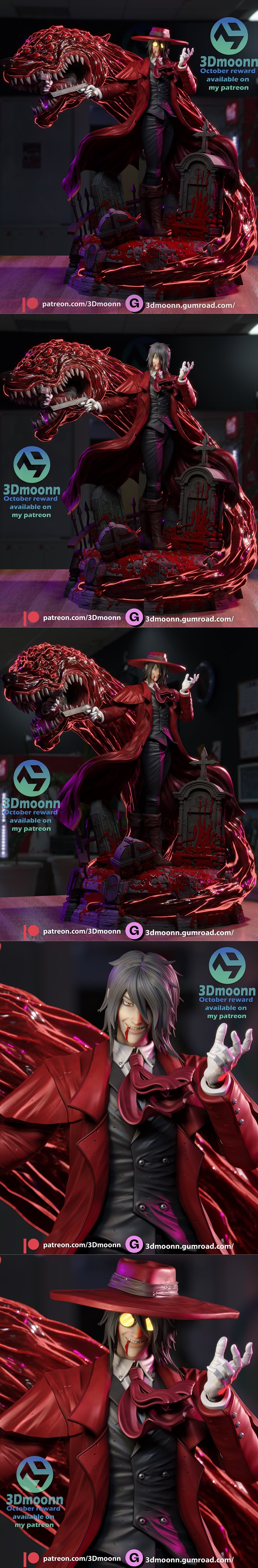 3D打印模型：Alucard角色造型|3Dmoonn – Alucard – 3D Print Model STL