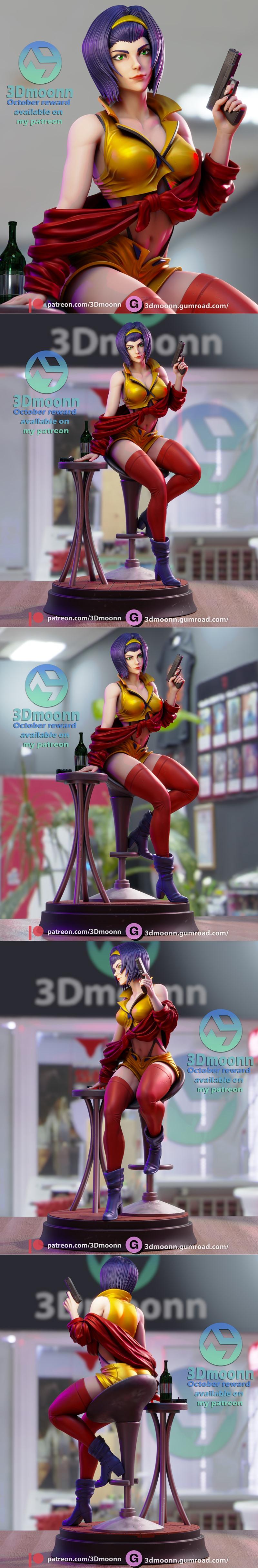 3D打印模型：Faye Valentine角色造型|3Dmoonn – Faye Valentine – 3D Print Model STL