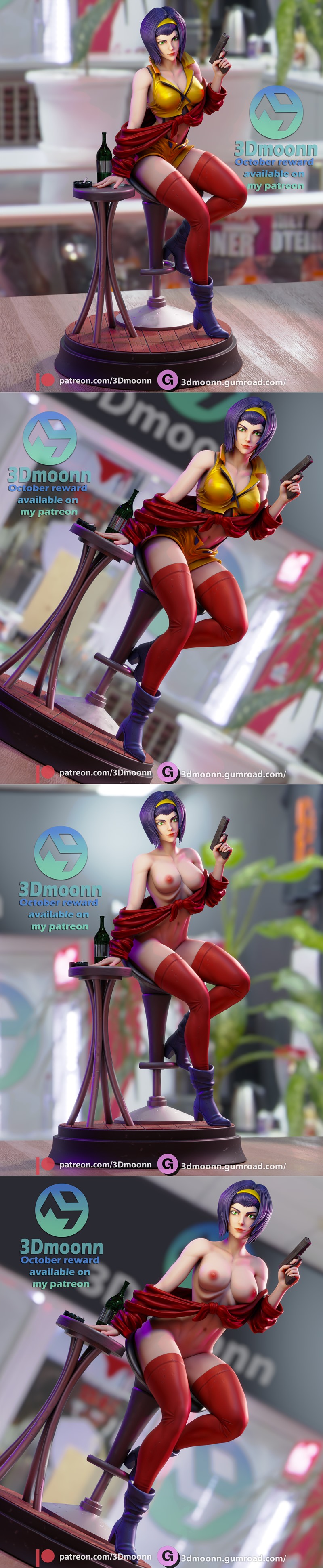 3D打印模型：Faye Valentine角色造型|3Dmoonn – Faye Valentine – 3D Print Model STL