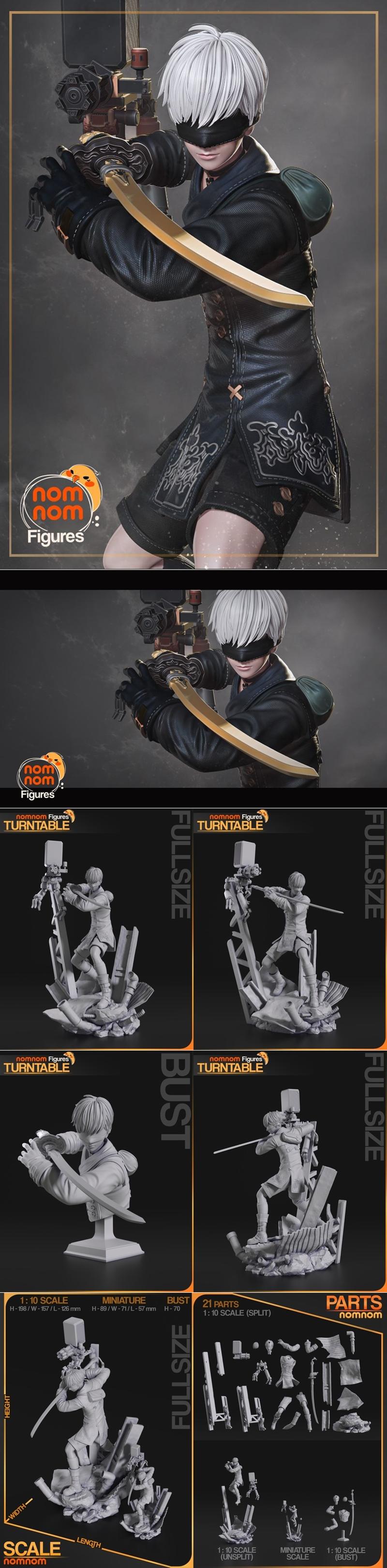 尼尔：自动人形 3D打印模型|Nomnom Figures – NieR Automata – 3D Print Model STL