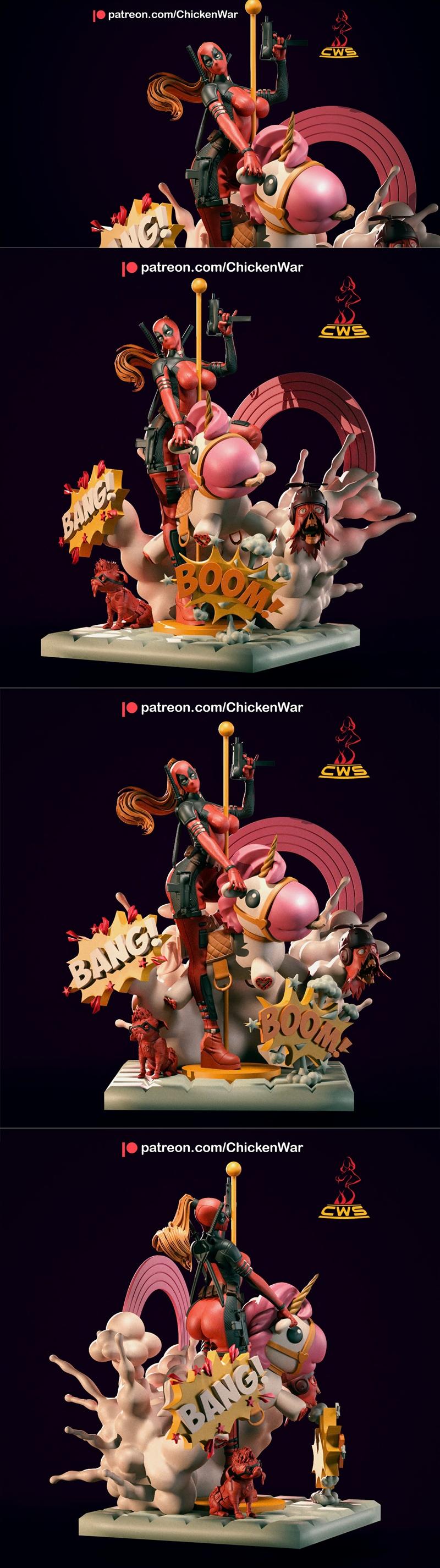 CW Studios - 女版死侍 - 3D打印模型|CW Studios – Lady Deadpool – 3D Print Model STL