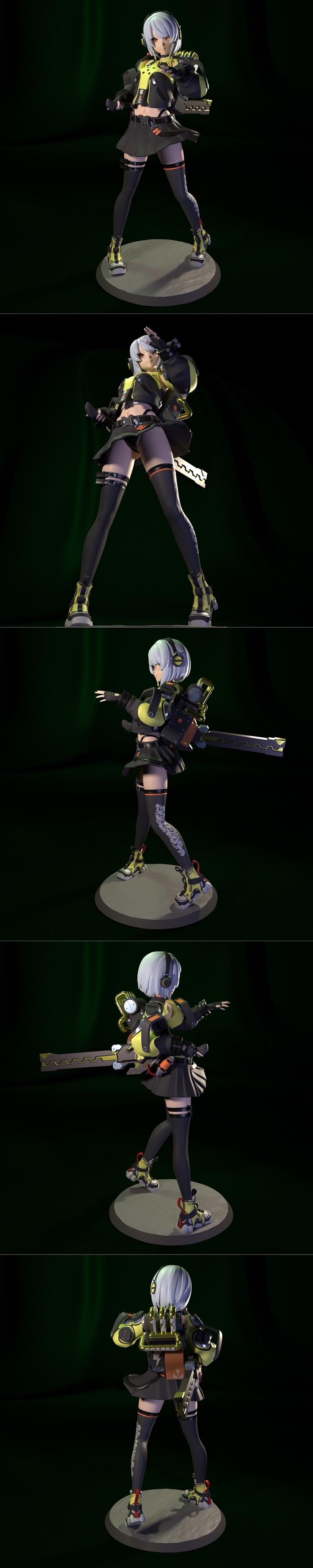 Anby Demara 3D打印模型：动漫角色可打印雕塑 STL文件|Funservice – Anby Demara – 3D Print Model STL