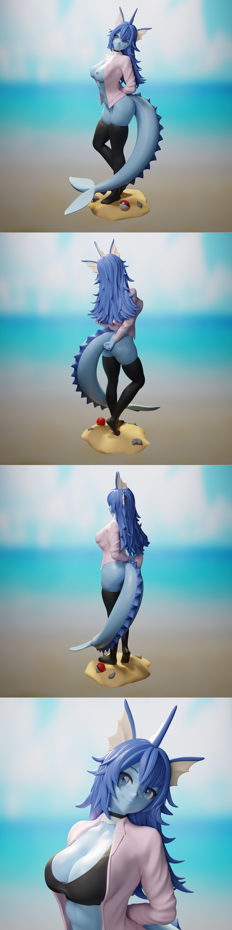 Funservice - 帕欧伦 - 3D打印模型|Funservice – Vaporeon – 3D Print Model STL