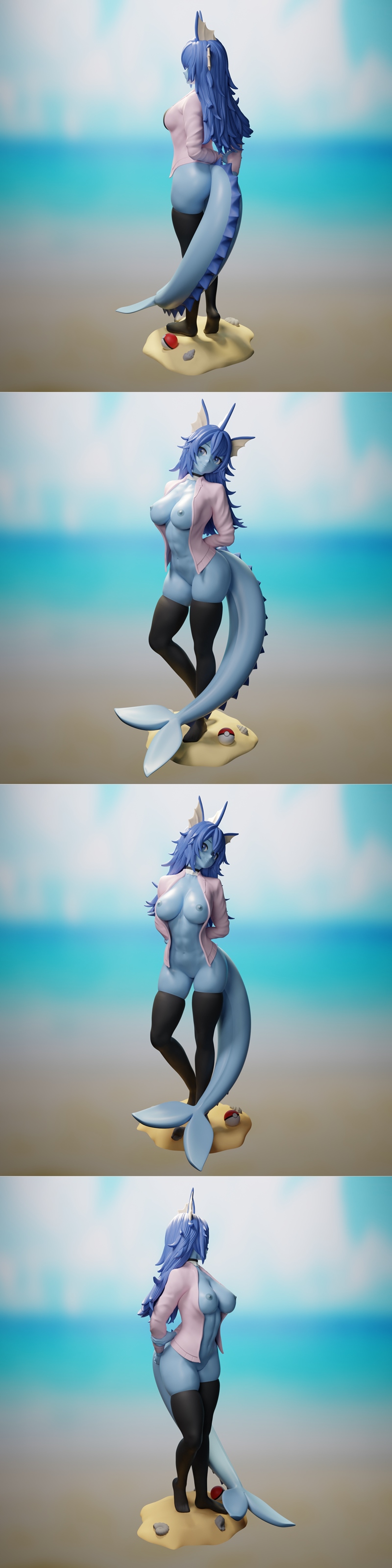 Funservice - 帕欧伦 - 3D打印模型|Funservice – Vaporeon – 3D Print Model STL