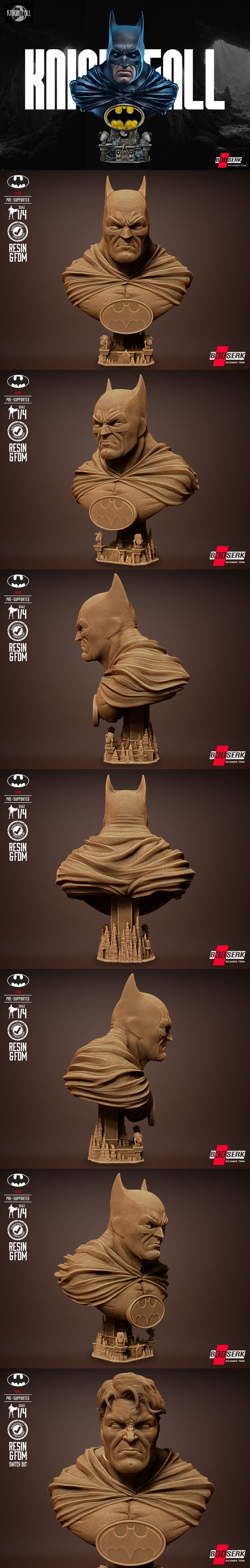 B3DSERK - 3D打印蝙蝠侠模型|B3DSERK – Batman Bust – 3D Print Model