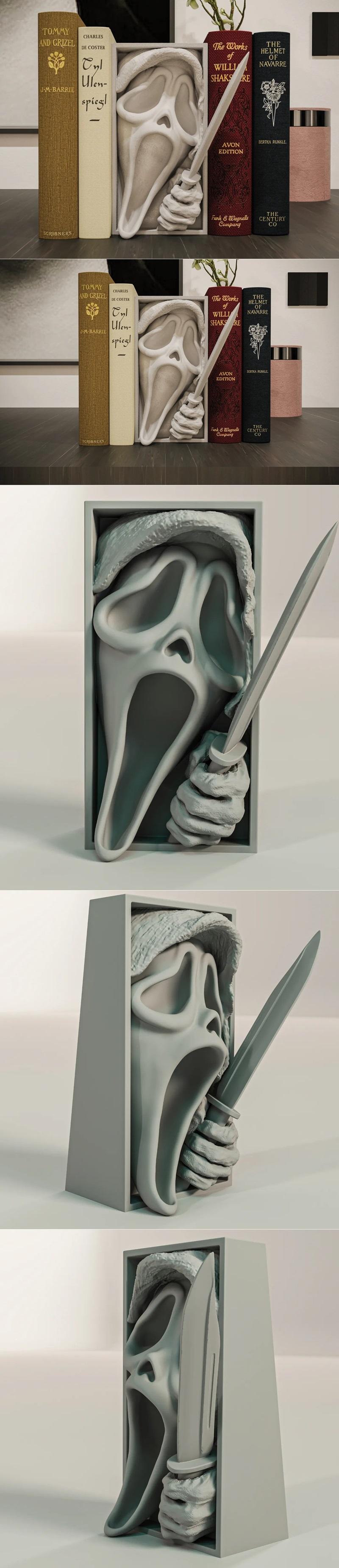 幽灵面具书角店 - 3D打印模型|Ghostface Book Nook – 3D Print Model STL