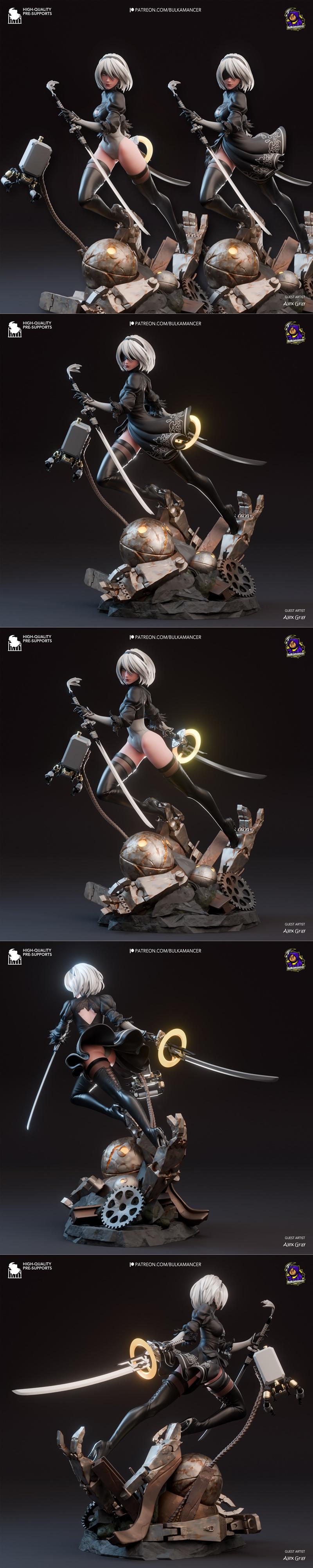 Bulkamancer 塑形 – 2B 机甲战士 – 3D打印模型|Bulkamancer Sculpts – 2B Nier Automata – 3D Print Model STL