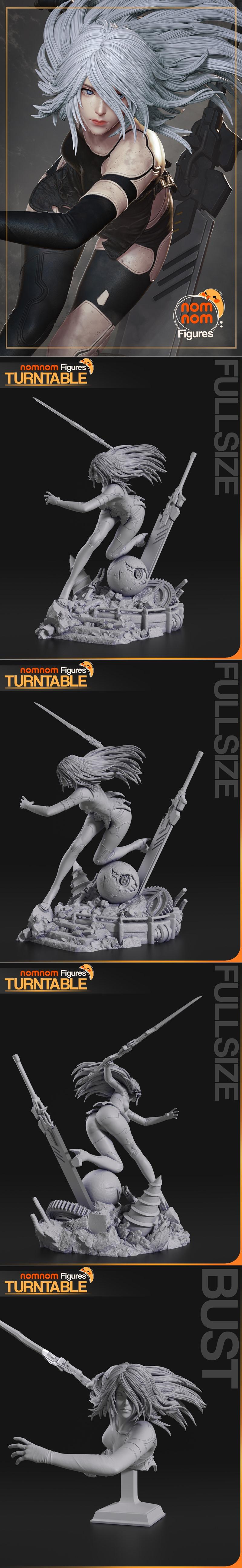 NieR Automata 3D打印模型 A2系列角色雕塑|NomNom Figures – A2 – NieR Automata – 3D Print Model STL