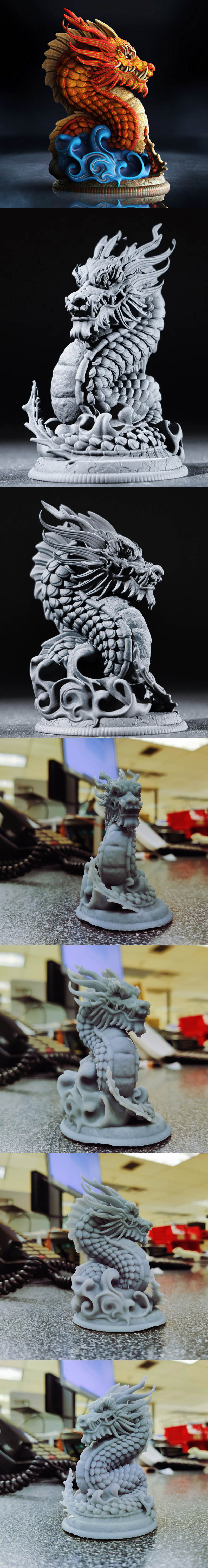 中国龙摆件 - 3D打印模型|Chinese Dragon Bust – 3D Print Model