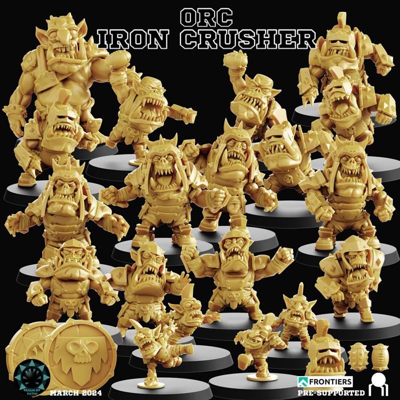 路径之域——铁锤兽人团队 3D打印模型|Realm of Paths – Orc Iron Crusher Team Frontier – 3D Print Model STL