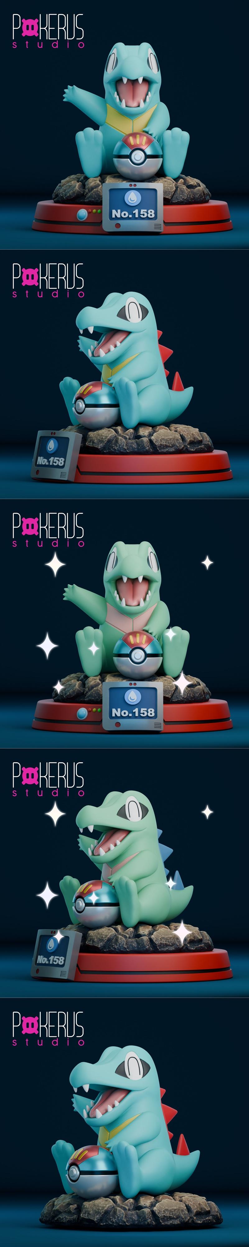 Pokerus Studio - 总统小象雕像 - 3D打印模型|Pokerus Studio – Totodile Statue – 3D Print Model STL