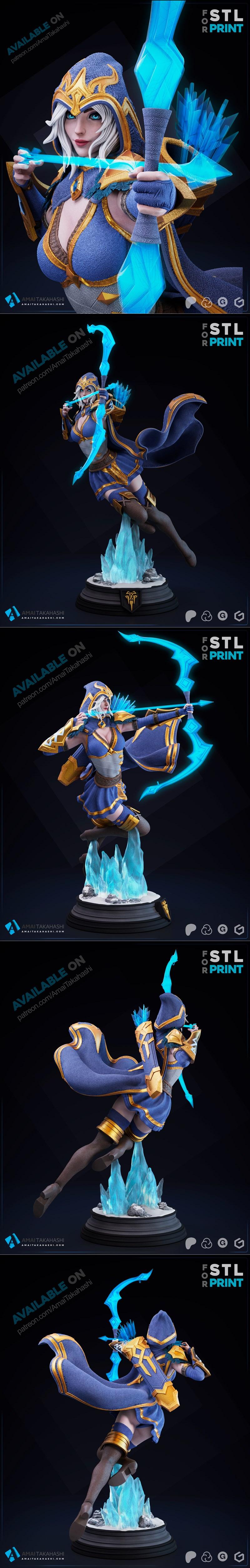 英雄联盟阿莎莉3D打印模型|Ashe – League of Legends – 3D Print Model STL