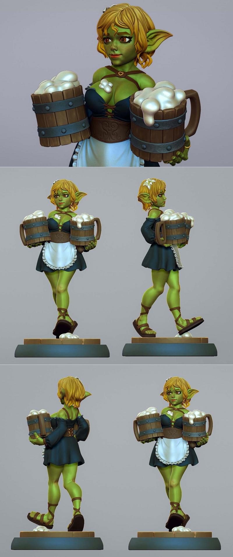 3D打印模型：奇幻小妖精—— tavern小精灵|Tavern goblin girl – 3D Print Model STL