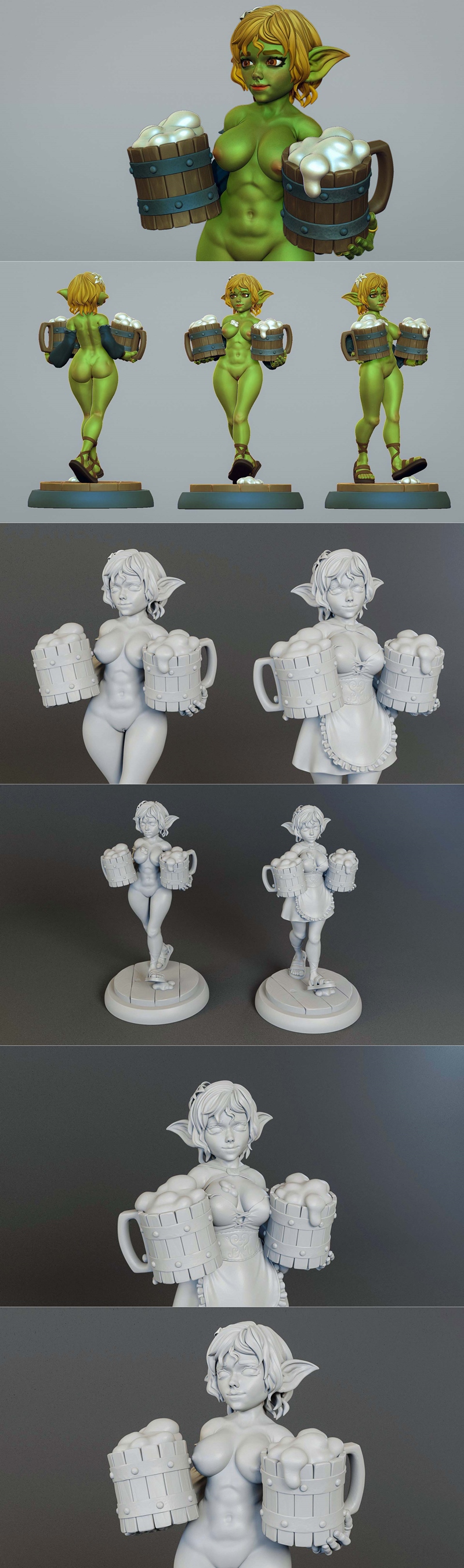 3D打印模型：奇幻小妖精—— tavern小精灵|Tavern goblin girl – 3D Print Model STL