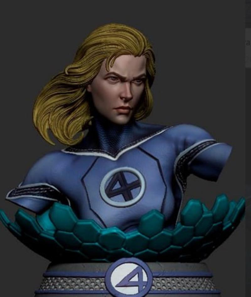 3D打印模型：隐形女侠人像雕塑|3D Mind – Invisible Woman Bust – 3D Print Model STL