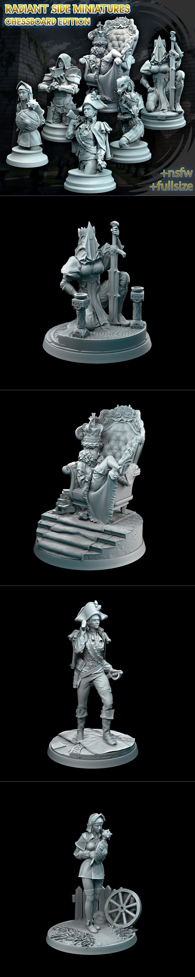 radiant side 3D打印迷你模型系列之国际象棋主题小人模型|Radiant Side Miniatures and Chess Edition – 3D Print Model STL