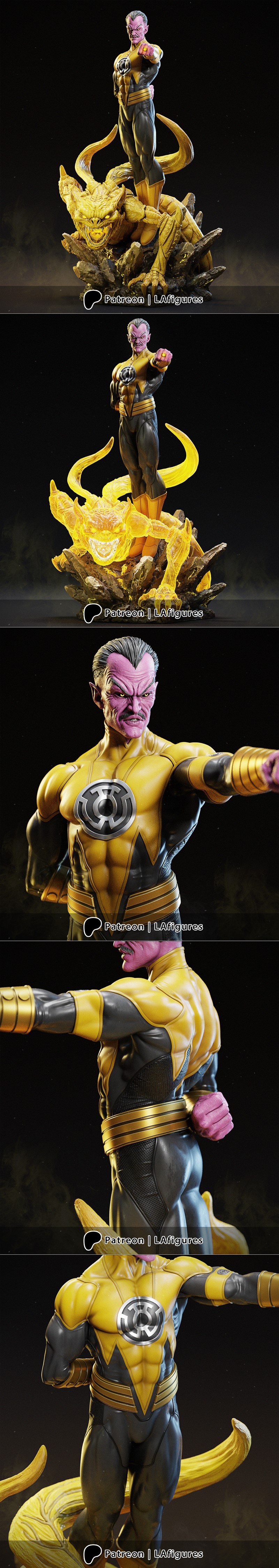 L.A. Figures - 绿灯侠 - 赛恩斯托 3D打印模型|L.A. Figures – Sinestro – Green Lantern – 3D Print Model STL