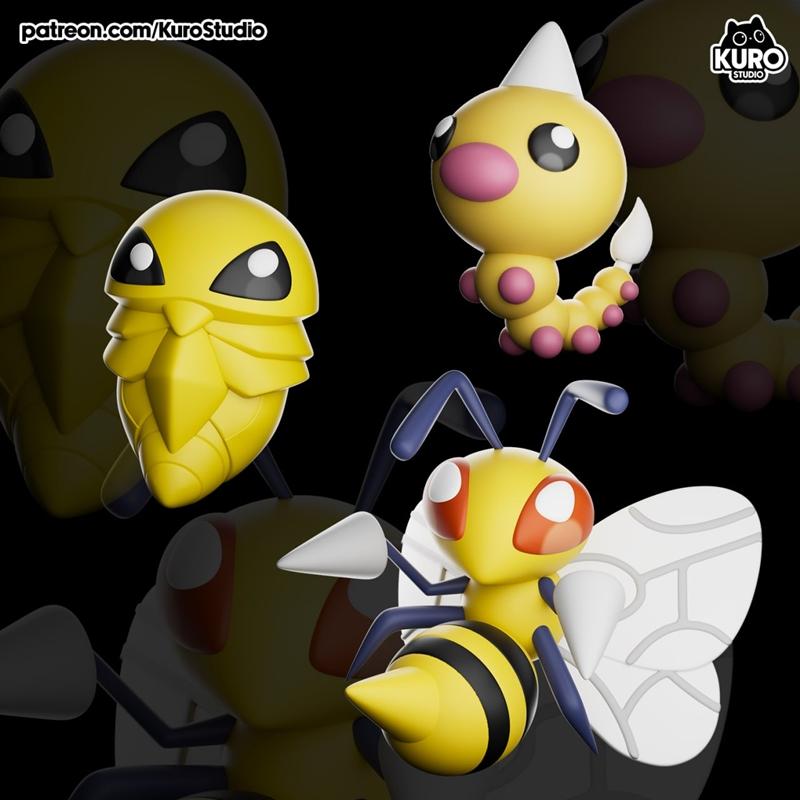 Kuro Studio《我们与机器的对话》3D打印模型（Weedle、Kakuba、Beedril）|Kuro Studio – Weedle – Kakuba – Beedril – 3D Print Model STL