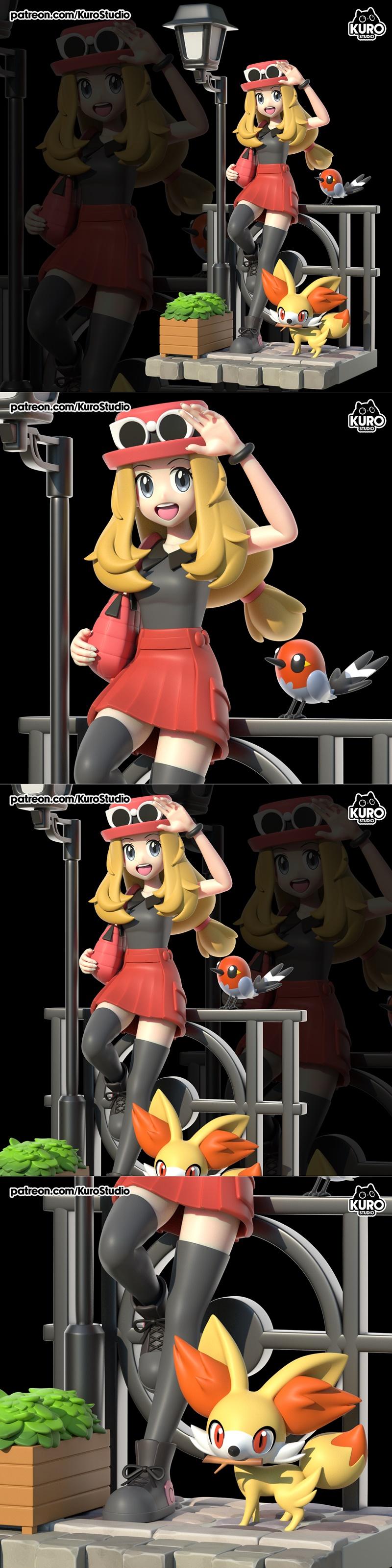 Kuro Studio - 丝露娜与芬妮金 3D打印模型|Kuro Studio – Serena & Fennekin – 3D Print Model STL