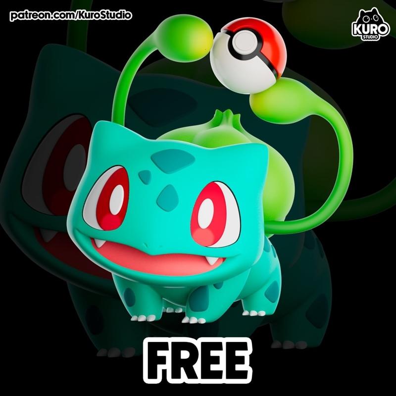 Kuro Studio - 草苗怪 - 3D打印模型|Kuro Studio – Bulbasaur – 3D Print Model STL