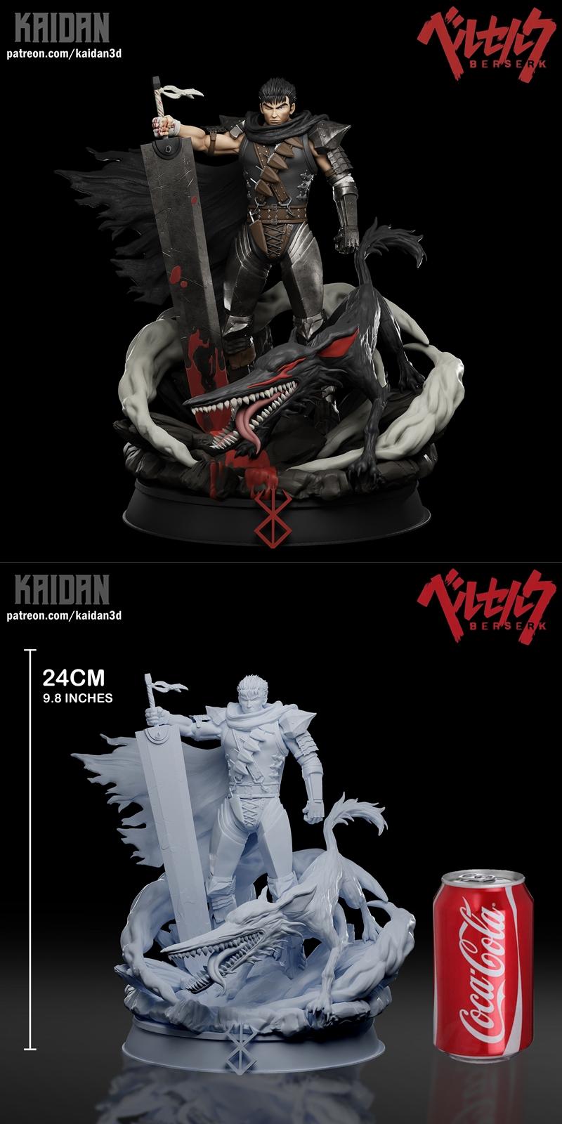 Kaidan3D 黑剑士—— Berserk 3D打印模型|Kaidan3D – Guts Espadachín Negro – Berserk – 3D Print Model STL