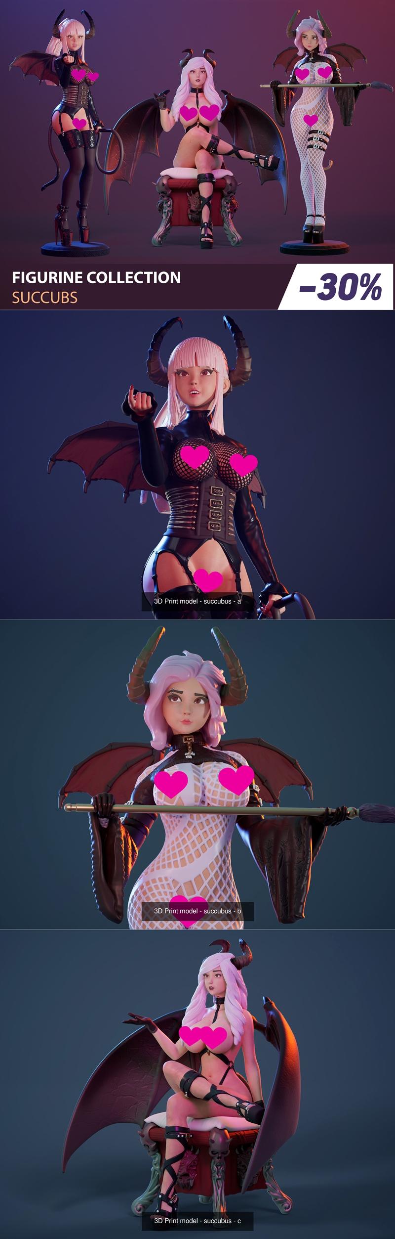 3D打印邪魅女妖模型——吸血鬼女仆|Figurine Collection – Succubus – 3D Print Model STL