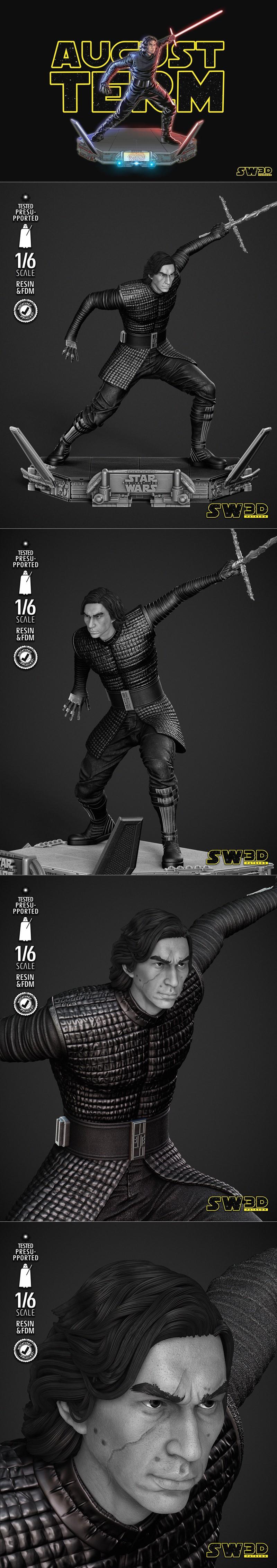 SW3D-洛k雷恩雕塑-3D打印模型|SW3D – Kylo Ren Sculpture – 3D Print Model STL
