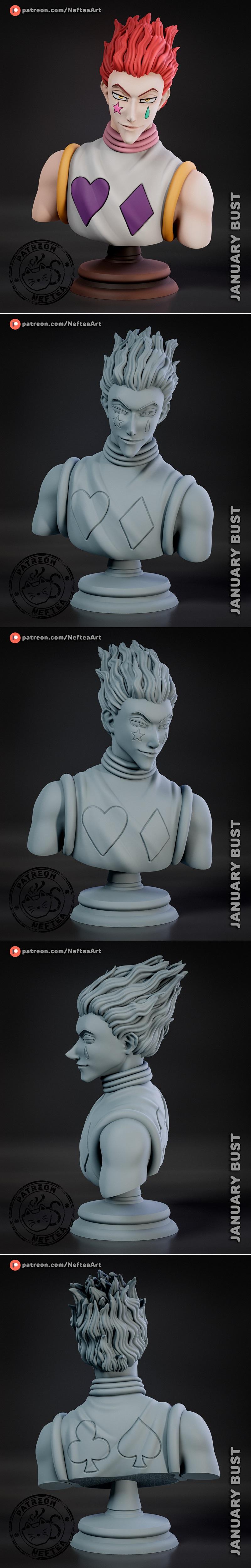 Neftea 他的灵魂 3D打印模型|Neftea – Hisoka Bust – 3D Print Model STL