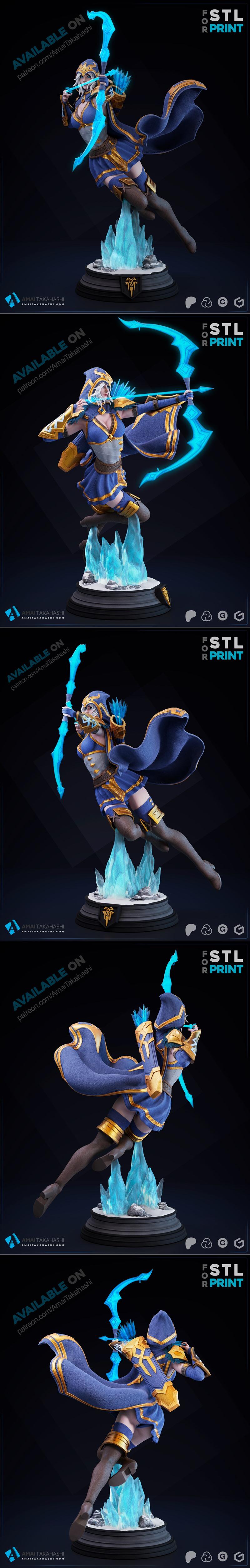 英雄联盟 Ashe 3D打印模型|Ashe – League of Legends – 3D Print Model STL