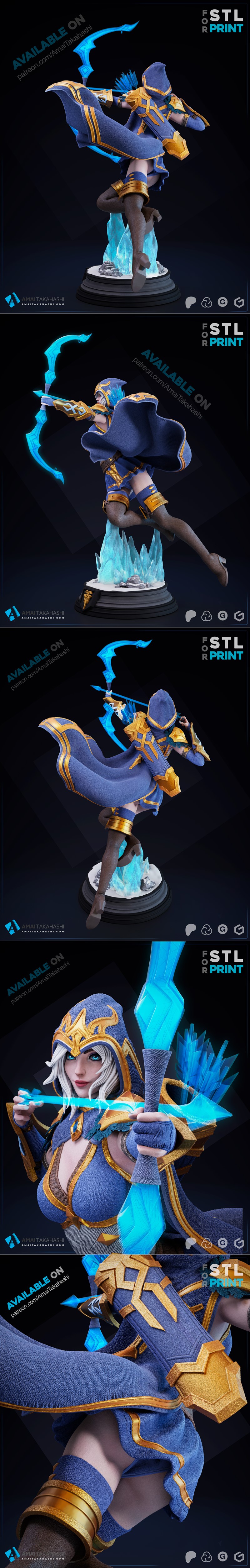 英雄联盟 Ashe 3D打印模型|Ashe – League of Legends – 3D Print Model STL