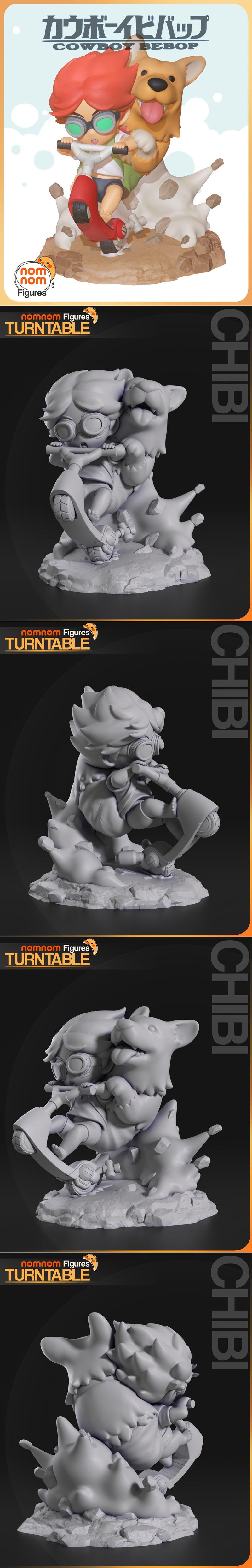 Cowboy Bebop 轻萌角色 Chibi Ein 与 Edward 3D打印模型|Nomnom Figures – Chibi Ein & Edward – Cowboy Bebop – 3D Print Model STL